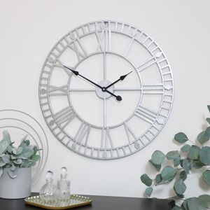 Off 10% Silver Metal Skeleton Clock 60cm x 60... Melody Maison
