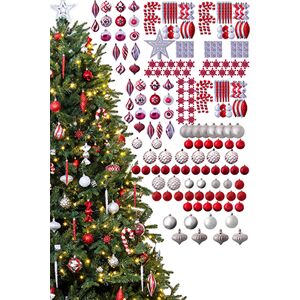 Off 51% The 212pc Red & Silver Full Heavy ... Christmas Tree World